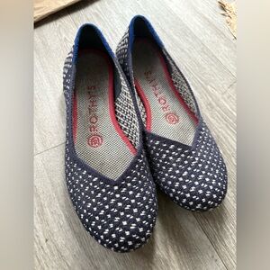 Rothy’s The Flat Maritime Blue Honeycomb Ballet Shoes Size 5.5